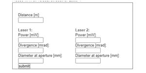 Laser divergence calculator
